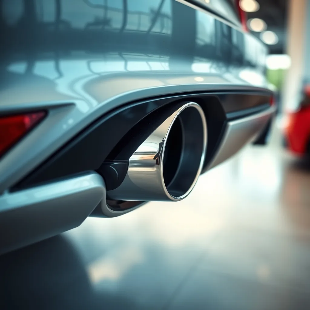 extended warranty new car exhaust detail in showroom