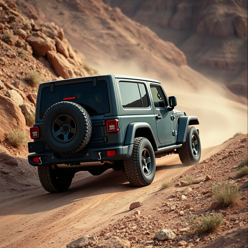 off-roading tips for a Jeep driving downhill on a rocky trail